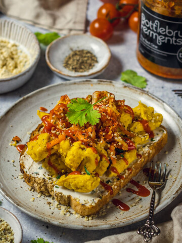 vegan chickpea egg on a slice of bread