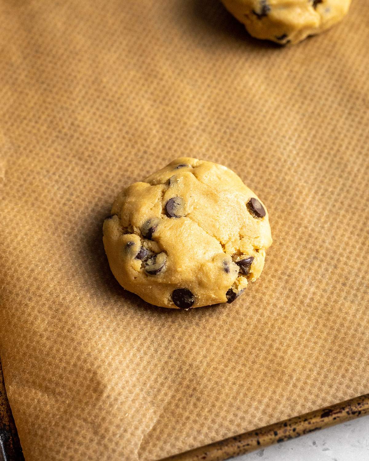 vegan smores cookie dough in a cookie sheet