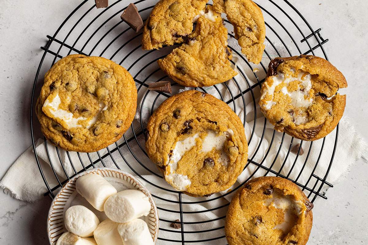 veagn smores cookies on a cooling rack