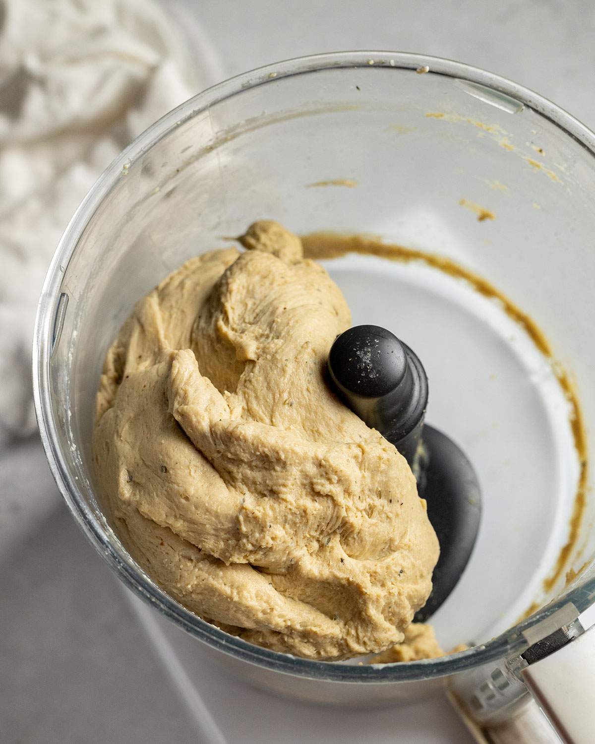 mixed seitan dough in a food processor