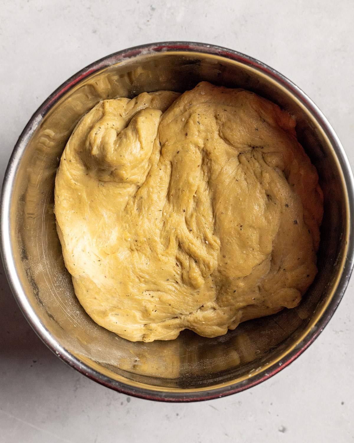 seitan dough for vegan schnitzel in a large bowl