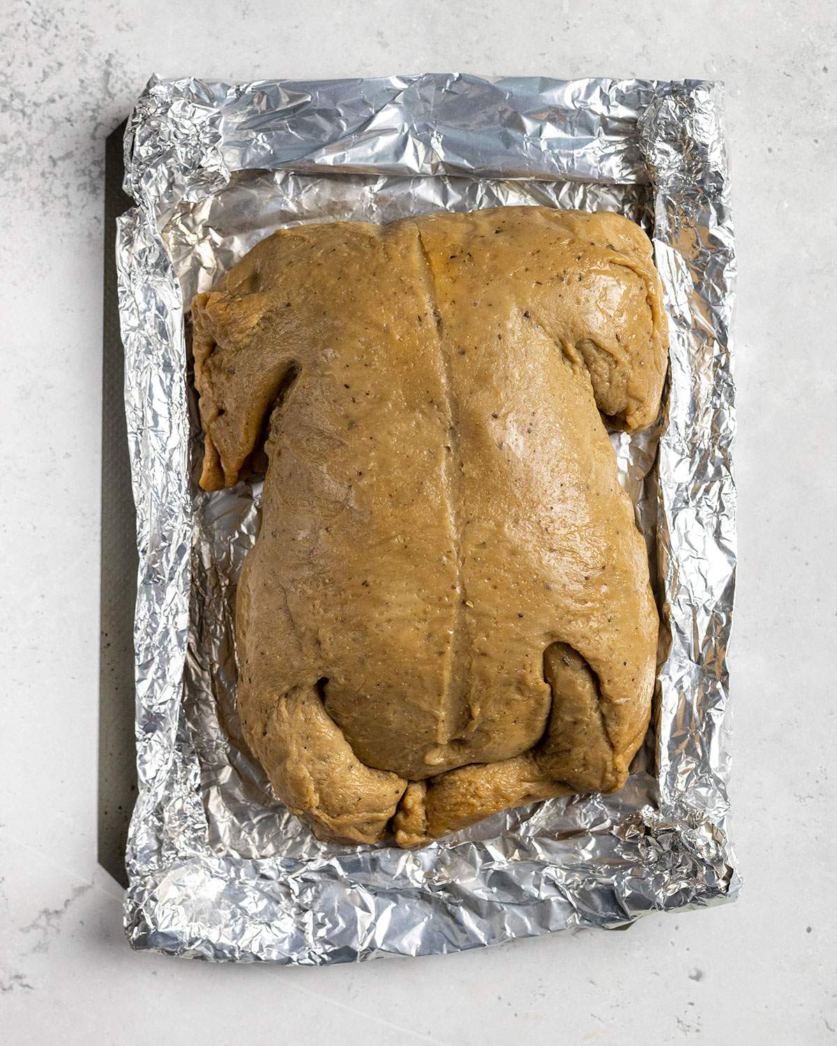 vegan turkey shaped seitan after steaming