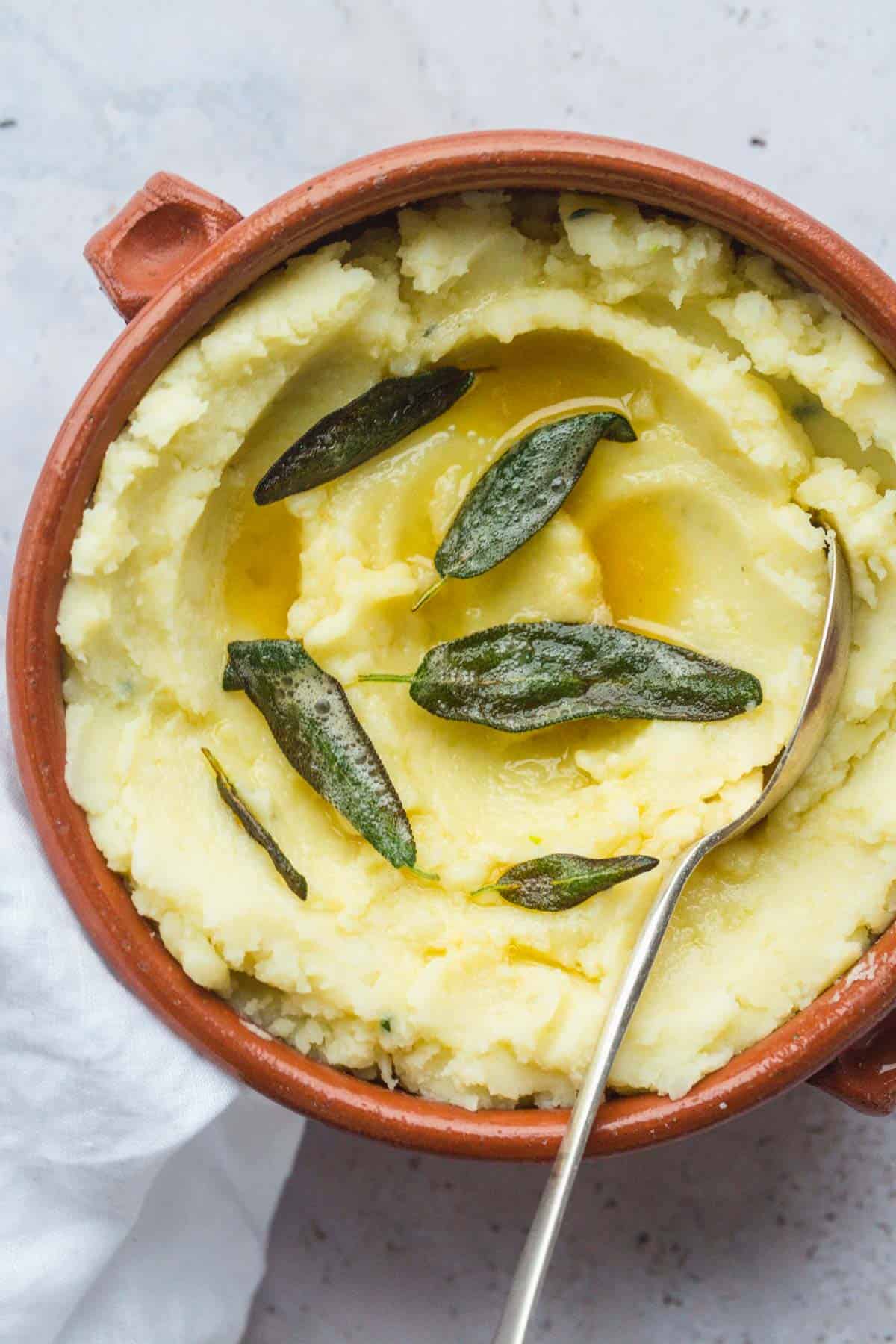 a ramekin filled with creamy vegan mashed potato