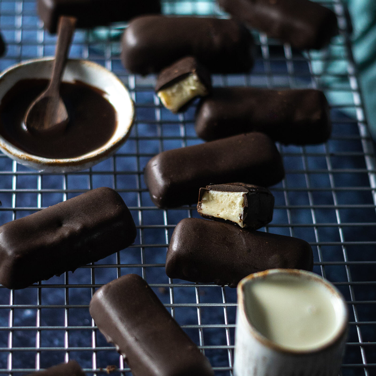 vegan kinder chocolate bars on a baking tray