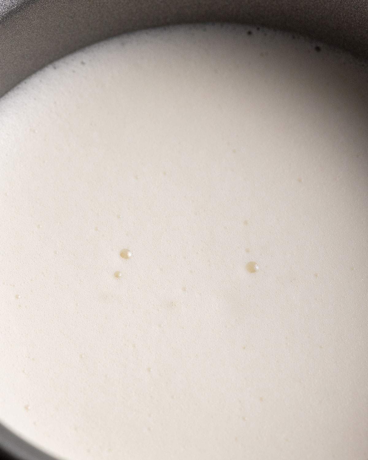frothed milk in a milk frother