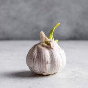 A bulb of garlic that has gone bad.