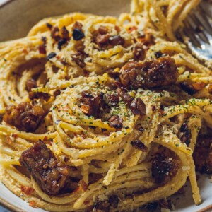 Vegan Butternut Squash Pasta in a serving bowl.